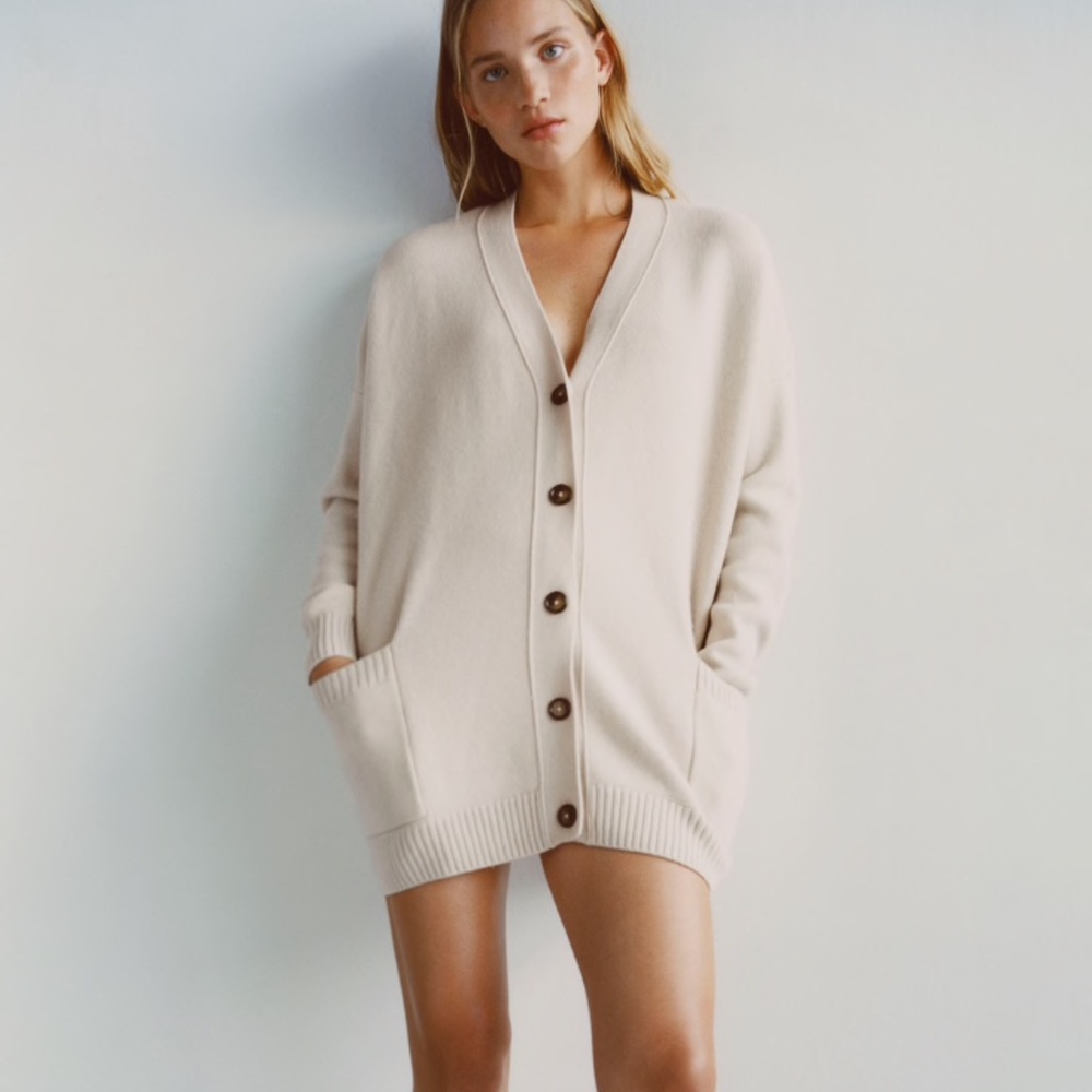100% Cashmere Cardigan Off White
